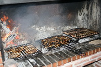 Parrillas con la carne para la cena