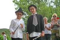 Disfrazados de Harry Potter y Draco Malfoy